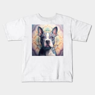 A Fractal Design of An American Boston Bull Terrier Kids T-Shirt